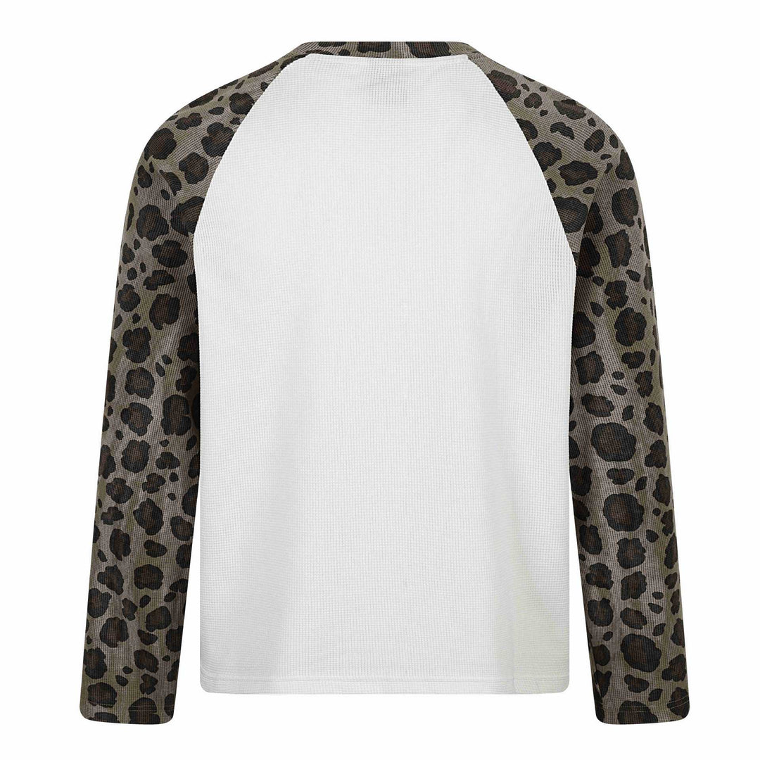 Damen Langarm-Thermo-Shirt mit Raglanärmeln und Leopard-Einsätzen Nord Taschen