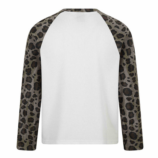 Damen Langarm-Thermo-Shirt mit Raglanärmeln und Leopard-Einsätzen Nord Taschen