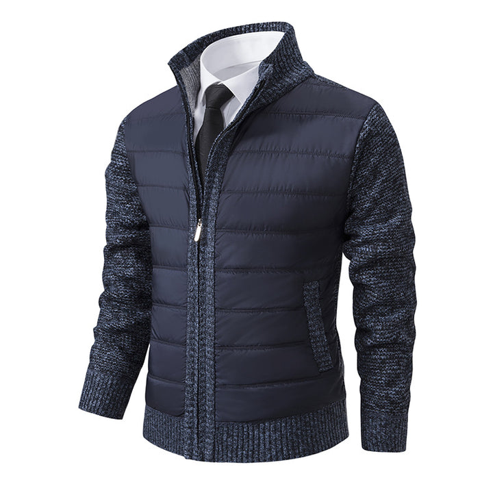Herren gesteppte Hybrid-Strickjacke mit Stehkragen Reißverschluss und Eingrifftaschen Nord Taschen