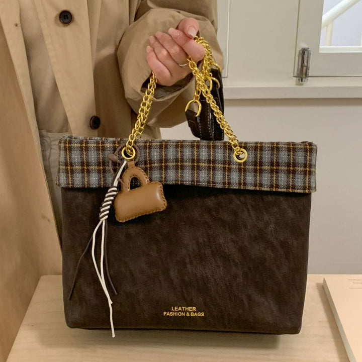 Damen modische Umhängetasche mit kariertem Oberteil Nord Taschen