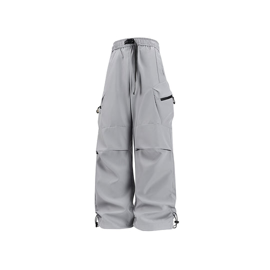 Damen Weite Utility-Cargo-Hose mit Tunnelzugbund, Reißverschluss-Taschen und verstellbaren Beinabschlüssen Nord Taschen