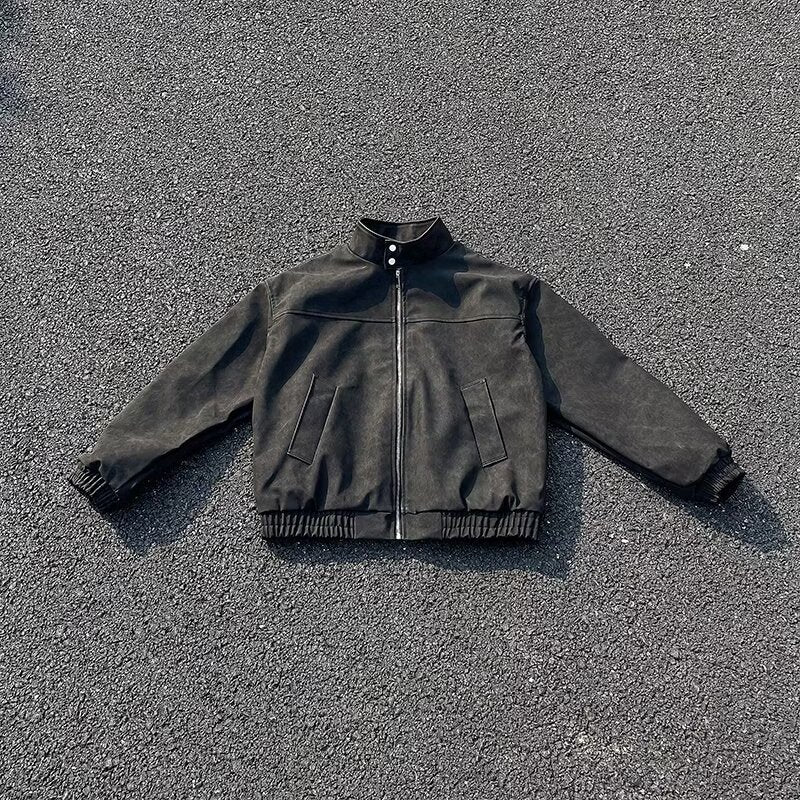 Unisex Kurz geschnittene Oversize-Bomberjacke mit Stehkragen und elastischem Saum Nord Taschen