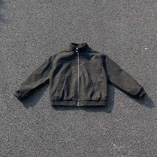 Unisex Kurz geschnittene Oversize-Bomberjacke mit Stehkragen und elastischem Saum Nord Taschen