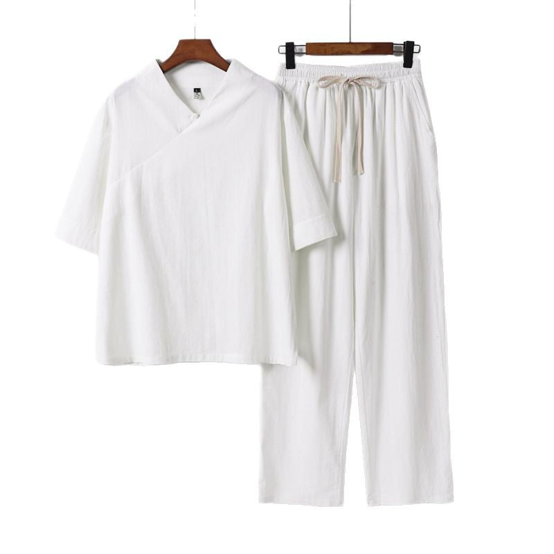 Unisex Leichtes Kimono-Loungewear-Set mit V-Ausschnitt und Tunnelzug-Hose Nord Taschen
