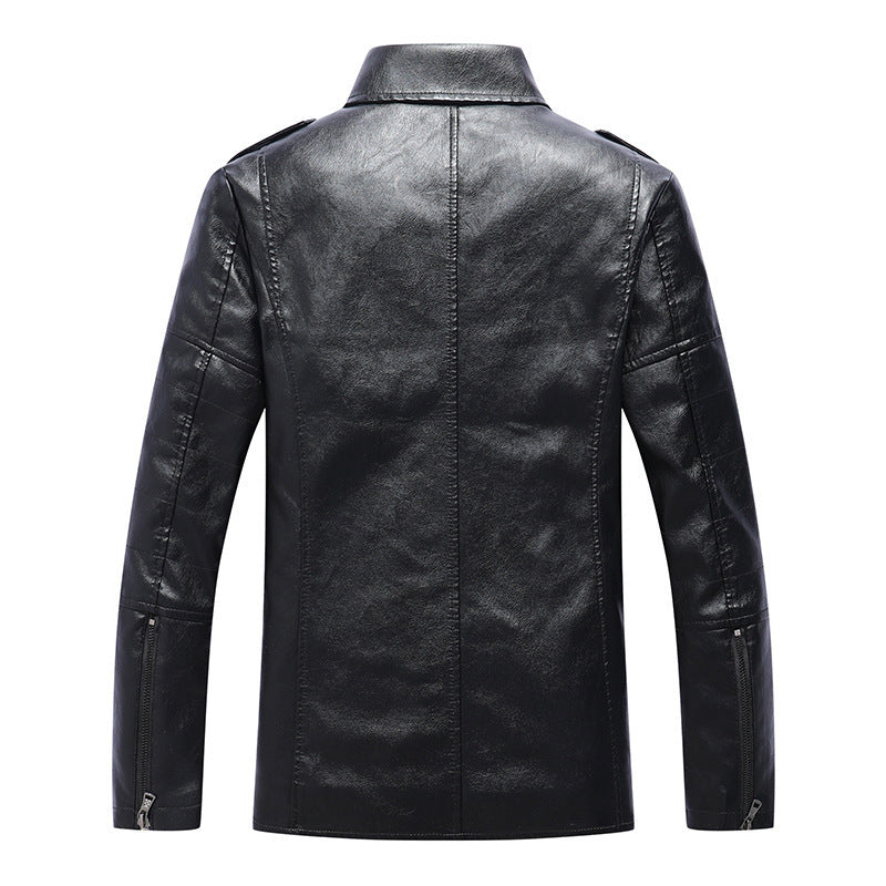 Herren Slim Fit Kunstleder-Motoblouson im Biker-Look mit gesteppten Armpaneelen und Reverskragen Nord Taschen