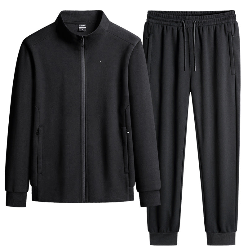 Herren Modernes Freizeit-Trainingsset aus Thermofleece mit Stehkragen‑Zipjacke & konischer Jogginghose Nord Taschen
