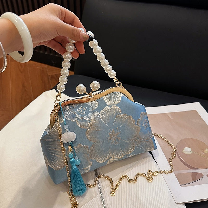 Damen elegante Abendtasche mit Perlenschmuck Nord Taschen