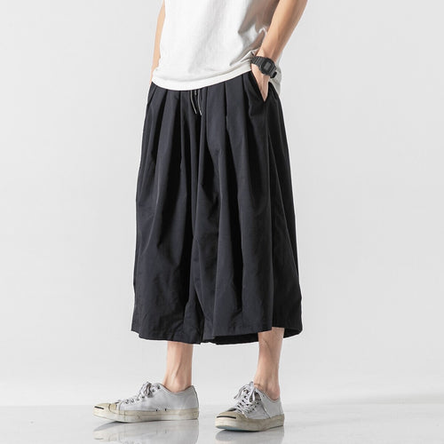 Herren Weit geschnittene Culotte-Loungehose mit tiefem Schritt und elastischem Tunnelzug Nord Taschen