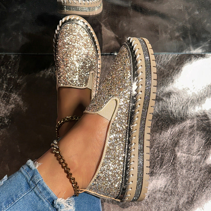 Damen Slip-On Glitzer Sneakers