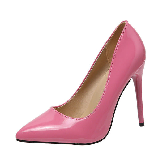 Damen nan spitzer bürotauglicher Pumps aus Lackoptik mit schmalem Stiletto und gepolstertem Komfortfußbett