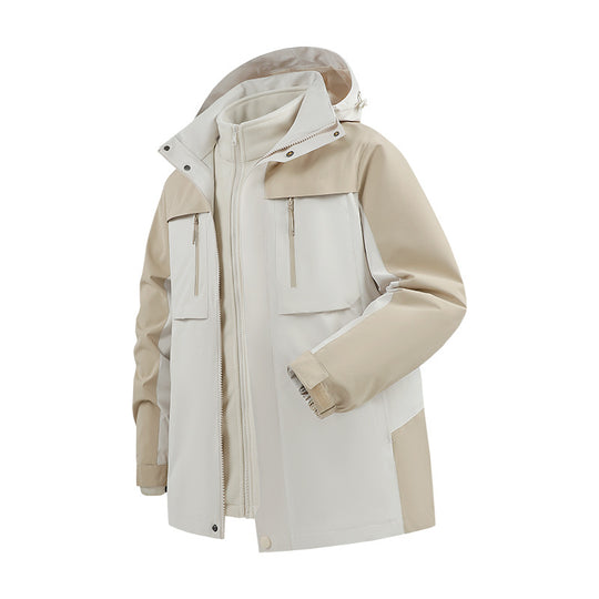 Herren Zweiteiliger Softshell-Parka mit herausnehmbarer Fleece-Innenjacke und Kapuze Nord Taschen