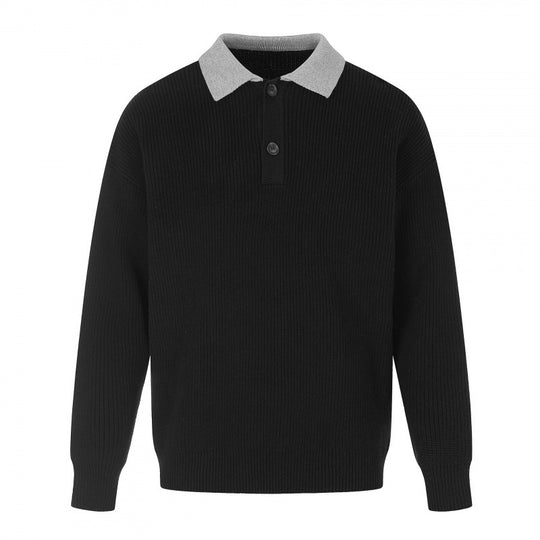 Herren Feinstrick-Polo mit Henley‑Knopfleiste und kontrastierendem Polokragen Nord Taschen