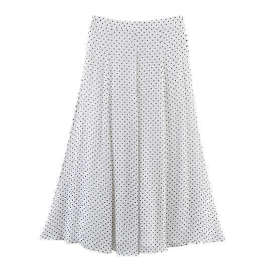 Damen Zweiteiliges Retro-Polka-Dot Set mit weitem Fledermausoberteil und plissiertem Midirock Nord Taschen