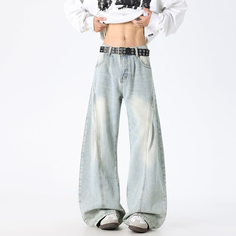 Unisex Extrawweite Baggy-Jeans mit tiefem Schritt, markanten Teilungsnähten und Palazzosilhouette Nord Taschen