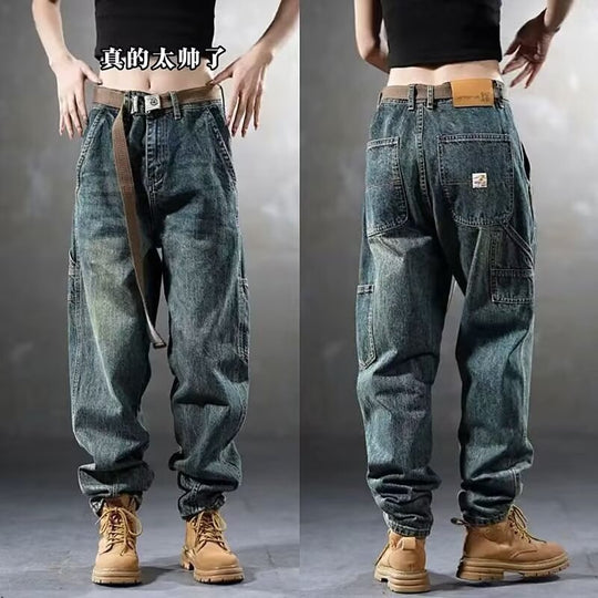 Damen Weite Denim-Hose mit hohen Taschen Nord Taschen