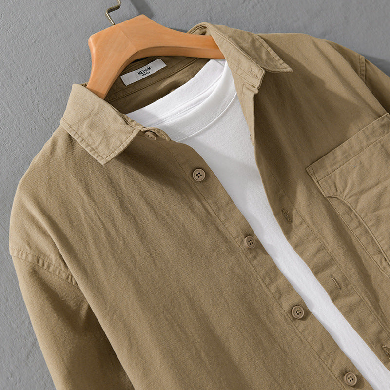 Herren Casual-Hemdjacke aus leichtem Baumwoll-Twill mit aufgesetzter Brusttasche und entspannter Passform Nord Taschen