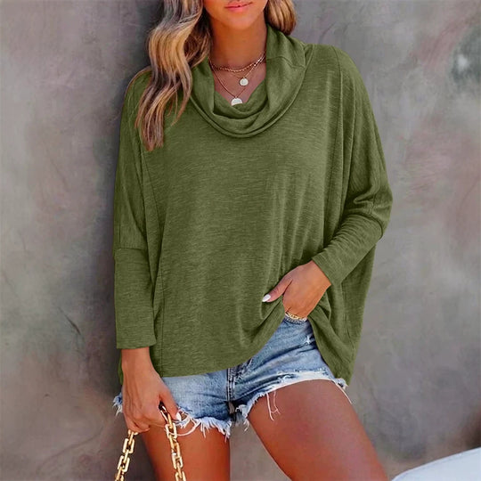 Damen Lässiges Oberteil mit cowl Neck Nord Taschen