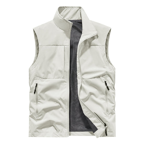 Herren Leichte technische Outdoor‑Weste mit Stehkragen, Netzfutter und Reißverschlusstaschen Nord Taschen