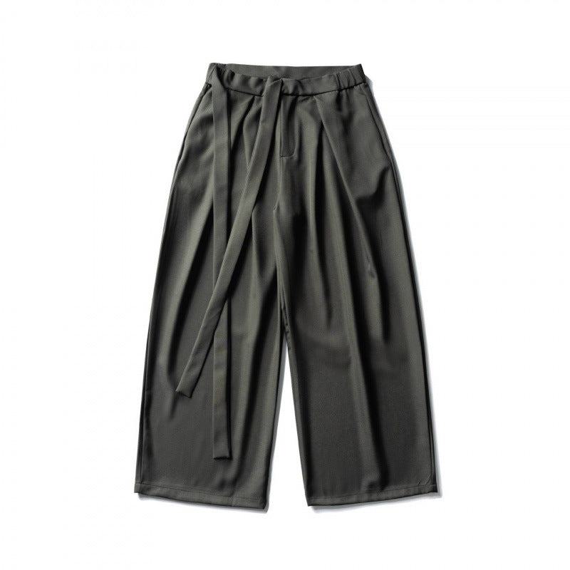 Damen Weite Culotte-Hose mit hoher Taille, Bundfalten und Bindegürtel Nord Taschen