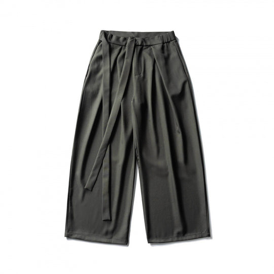 Damen Weite Culotte-Hose mit hoher Taille, Bundfalten und Bindegürtel Nord Taschen