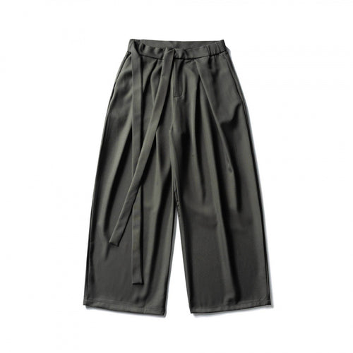 Damen Weite Culotte-Hose mit hoher Taille, Bundfalten und Bindegürtel Nord Taschen
