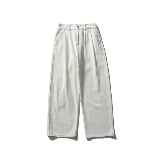 Damen Hochtaillierte weite Bundfalten-Hose aus Baumwollmischung mit geradem Bein Nord Taschen