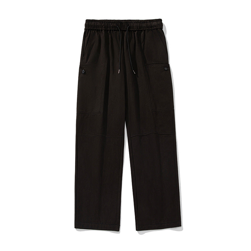 Unisex Weite Relaxed-Cargo-Palazzo-Hose mit elastischem Kordelbund und aufgesetzten Knopf-Taschen Nord Taschen