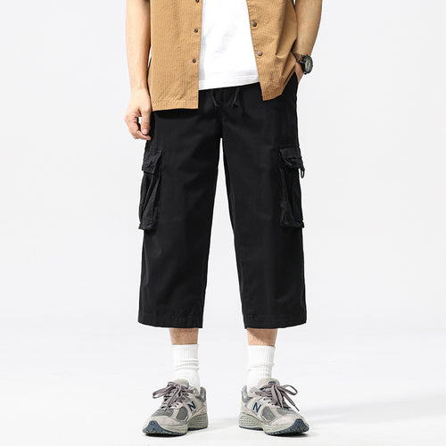 Herren halblange Utility-Cargohose aus Baumwoll-Twill mit weitem Bein und Multifachtaschen Nord Taschen