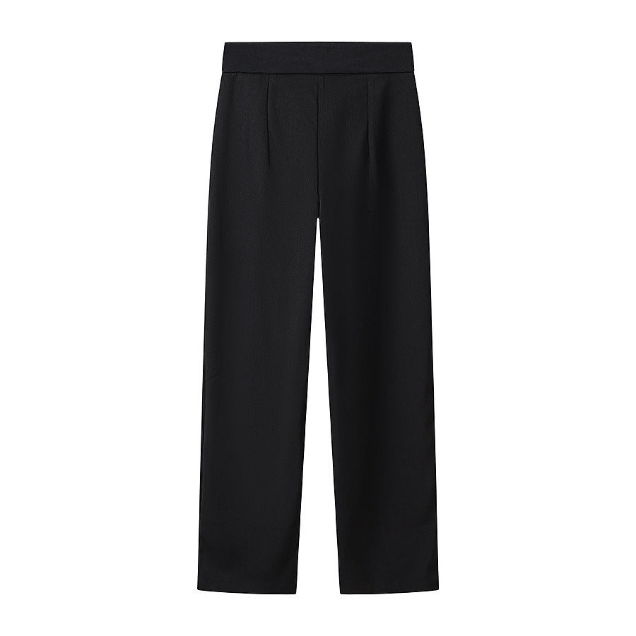 Damen Elegante weite Bundfaltenhose mit geradem Bein und Bügelfalte Nord Taschen