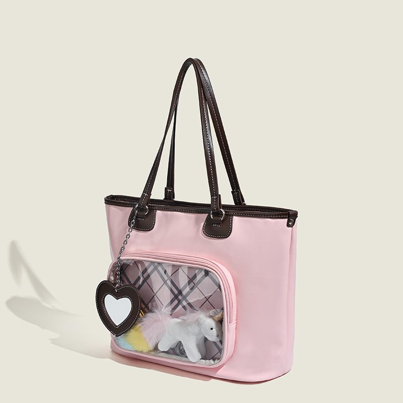 Damen Shopper-Tasche mit einzigartigem Herzmotiv und durchsichtiger Front Nord Taschen