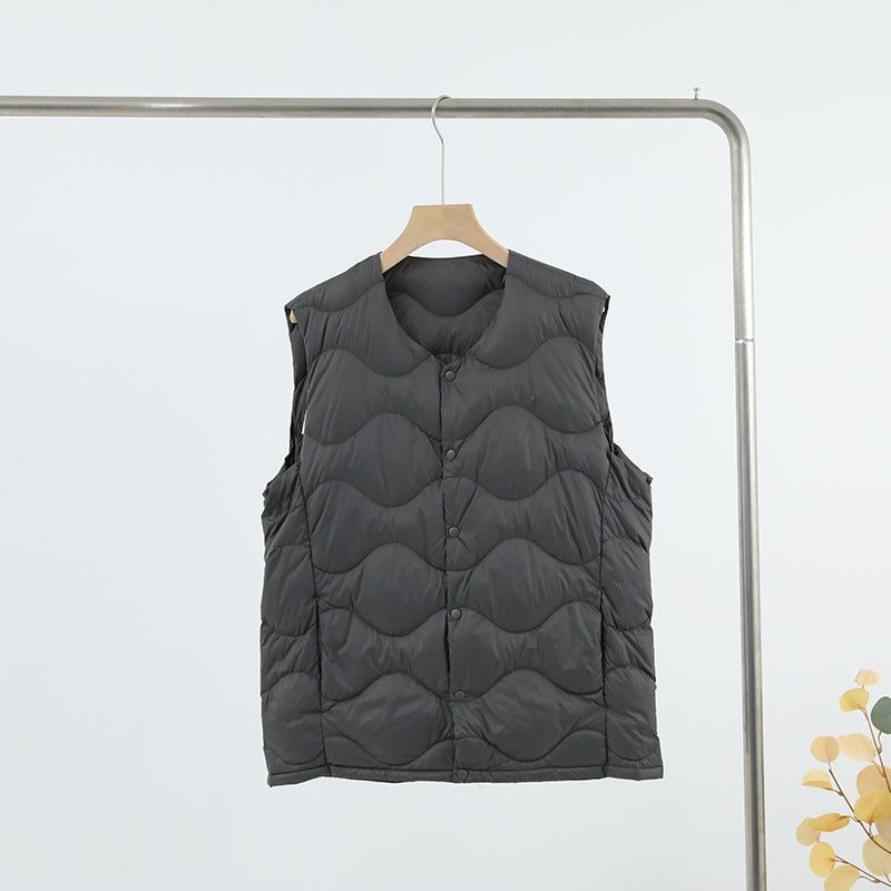Damen Ärmellose Thermo‑Steppweste mit wellenförmiger Steppung und Druckknopfverschluss Nord Taschen
