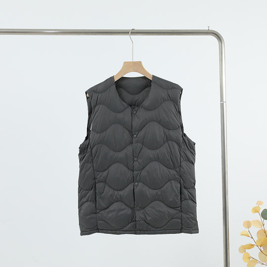 Damen Ärmellose Thermo‑Steppweste mit wellenförmiger Steppung und Druckknopfverschluss Nord Taschen