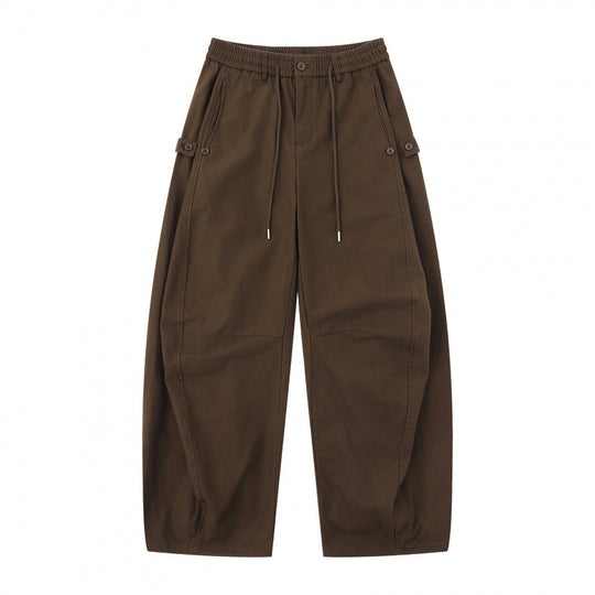 Damen Weite Culotte-Cargo-Hose mit elastischem Bund, Tunnelzug und aufgesetzten Taschen Nord Taschen