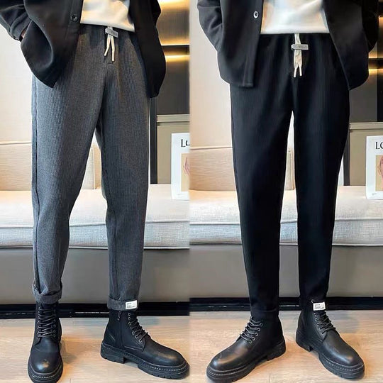 Herren Gerippte Jogginghose mit Tapered‑Fit, Tunnelzug und aufgerolltem Saum Nord Taschen