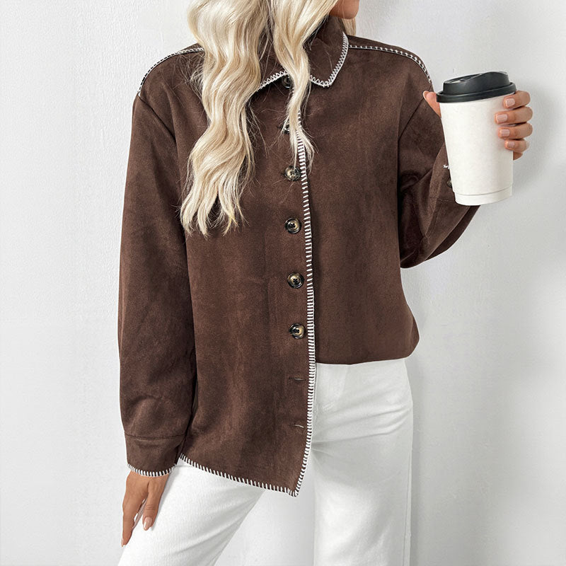 Damen Elegantes Overshirt aus Velourslederimitat Nord Taschen