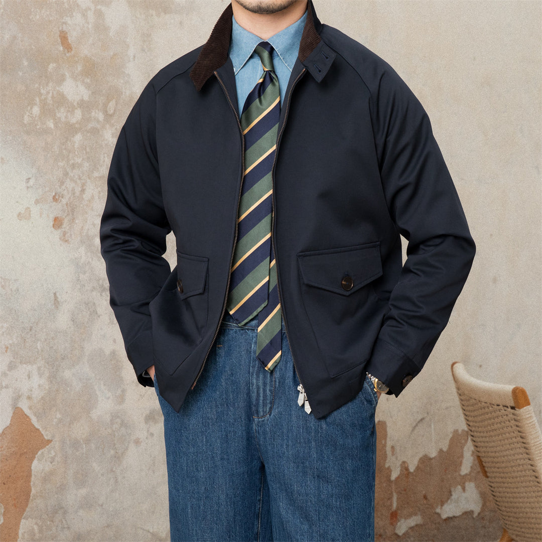 Herren Kurzblouson mit Cordkragen, Pattentaschen und Reißverschluss Nord Taschen