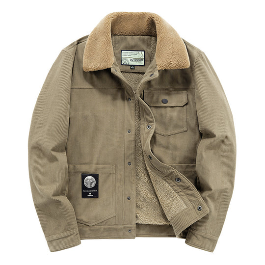 Herren Lässige Cordjacke mit hochwertigem Teddyfutter Nord Taschen