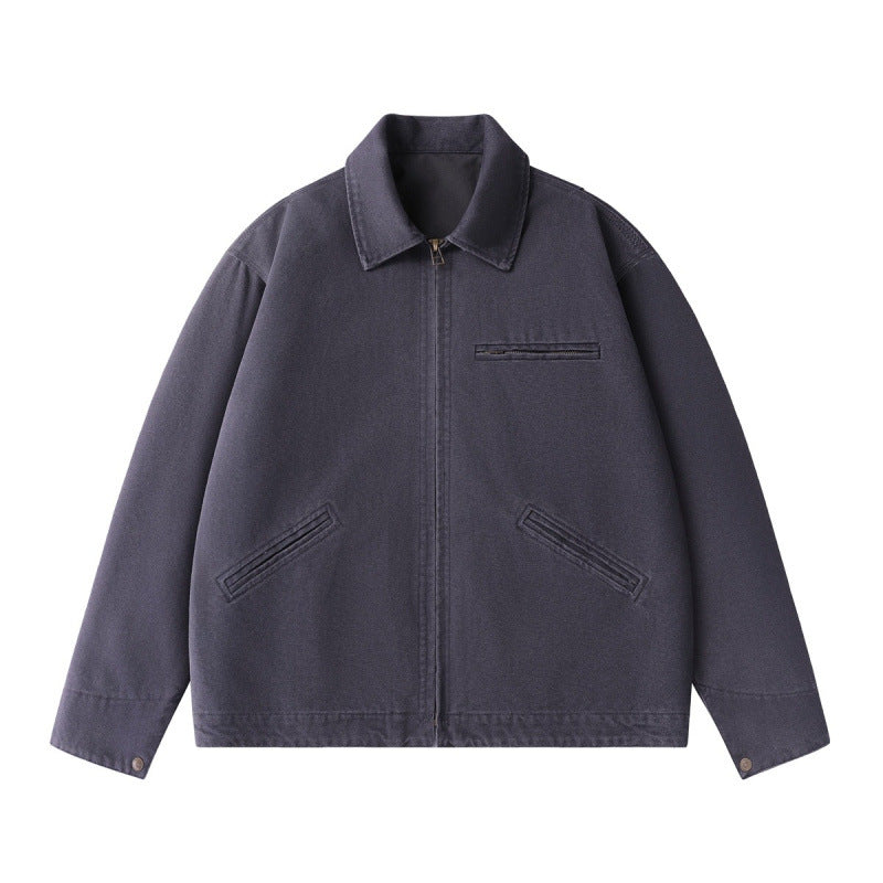 Herren Kurzjacke im Boxy-Schnitt aus Canvas mit Hemdkragen und Leistentaschen Nord Taschen