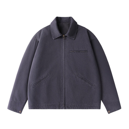 Herren Kurzjacke im Boxy-Schnitt aus Canvas mit Hemdkragen und Leistentaschen Nord Taschen