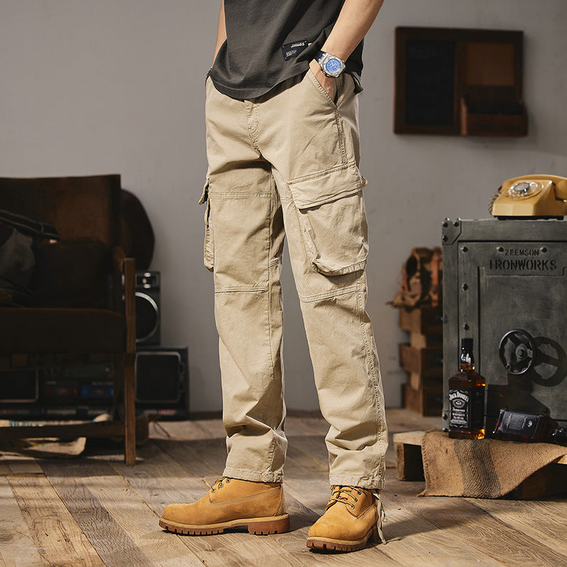 Herren Funktionale Cargo-Arbeitshose mit Kniepasse, Mehrfach‑Klappentaschen und Relaxed‑Straight‑Schnitt Nord Taschen