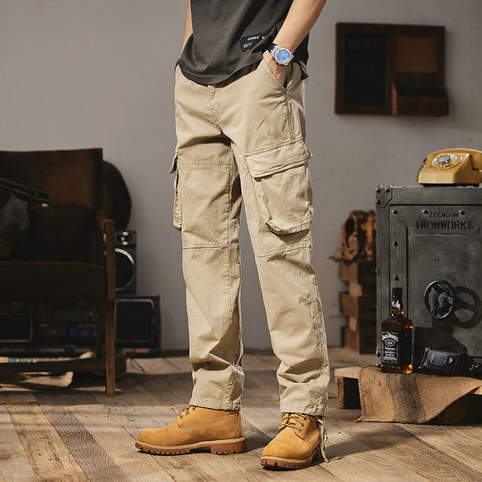 Herren Funktionale Cargo-Arbeitshose mit Kniepasse, Mehrfach‑Klappentaschen und Relaxed‑Straight‑Schnitt Nord Taschen
