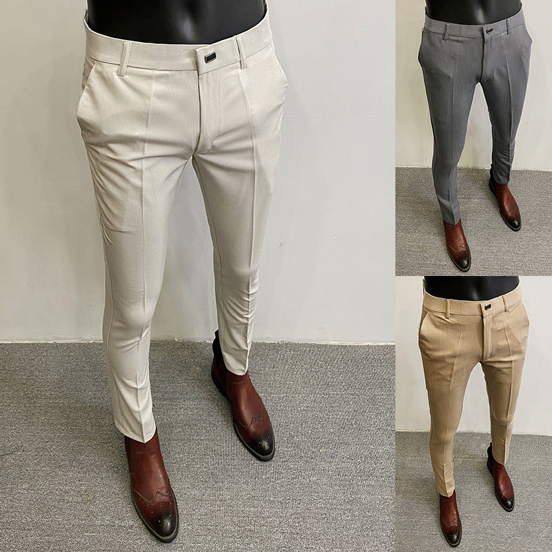 Herren taillierte Chino-Anzughose mit Bügelfalte, Stretchkomfort und verdecktem Hakenverschluss Nord Taschen