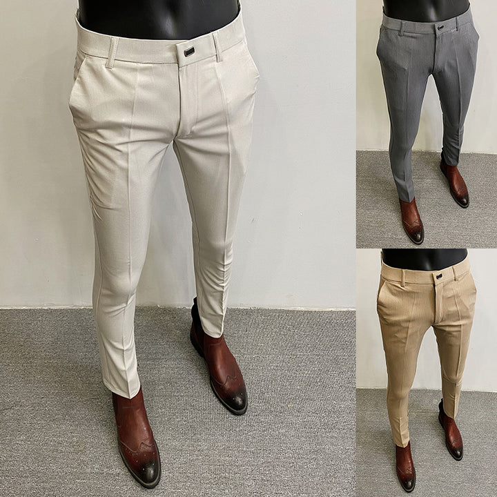 Herren taillierte Chino-Anzughose mit Bügelfalte, Stretchkomfort und verdecktem Hakenverschluss Nord Taschen