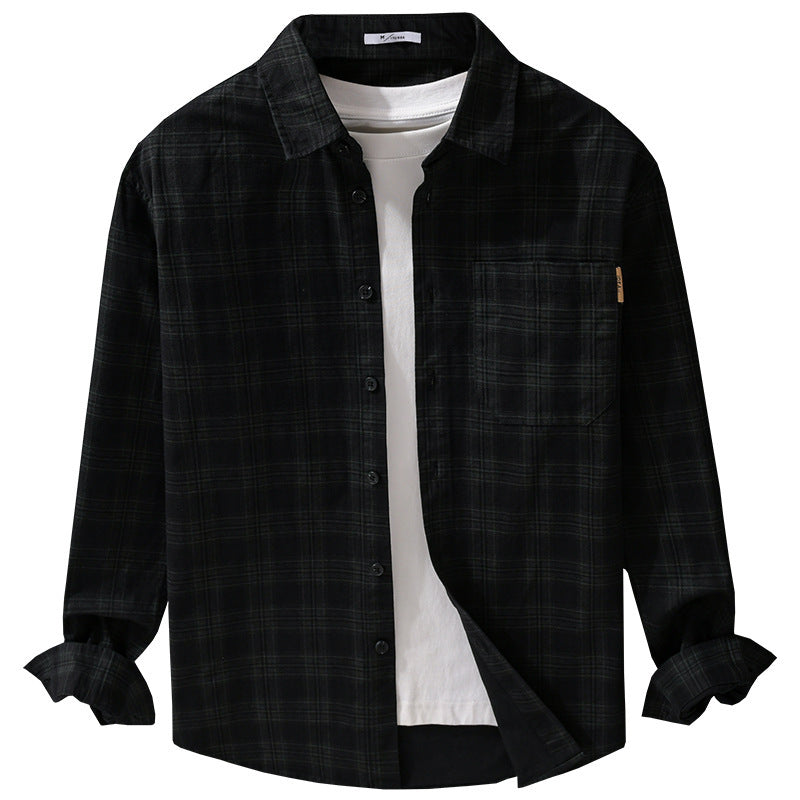 Herren Kariertes Hemdjacken-Overshirt aus leichtem Twill mit Brusttasche Nord Taschen