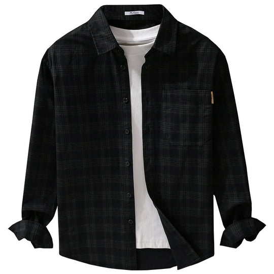 Herren Kariertes Hemdjacken-Overshirt aus leichtem Twill mit Brusttasche Nord Taschen