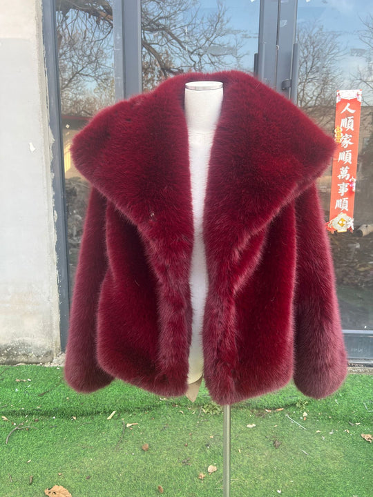 Damen Kurze Kunstpelzjacke im Bolero‑Stil mit extraweichem Schalkragen Nord Taschen