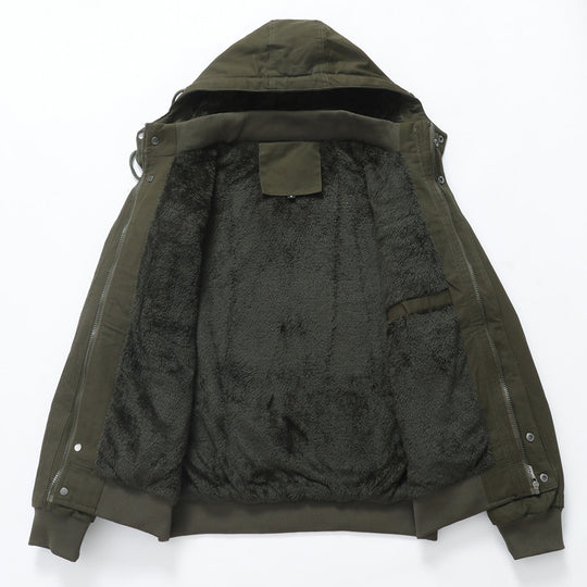Herren Winddichte Canvas-Jacke mit Teddyfutter und Kapuze Nord Taschen