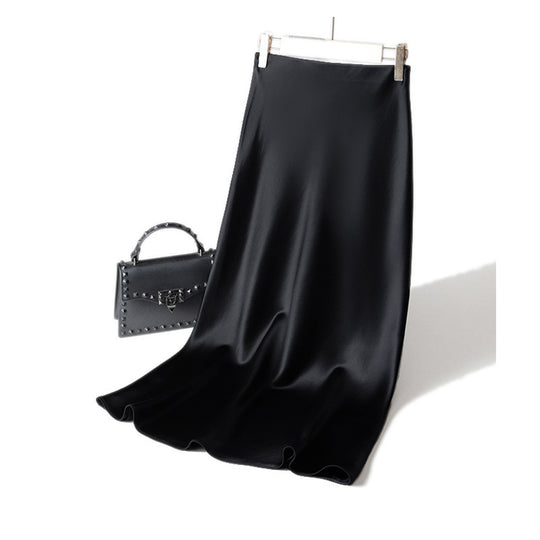 Damen Langer Satin-Maxirock im Bias-Cut mit taillenhoher Passform und fließender A‑Linie Nord Taschen