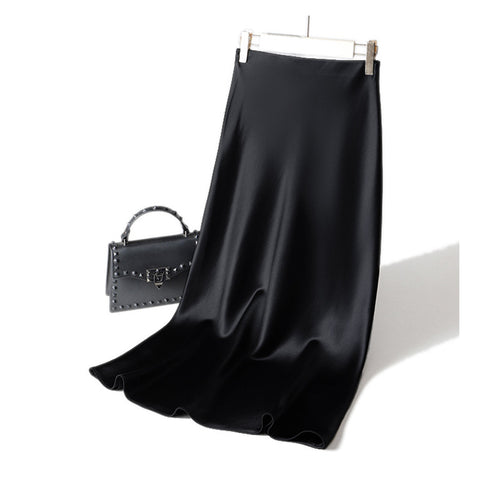 Damen Langer Satin-Maxirock im Bias-Cut mit taillenhoher Passform und fließender A‑Linie Nord Taschen
