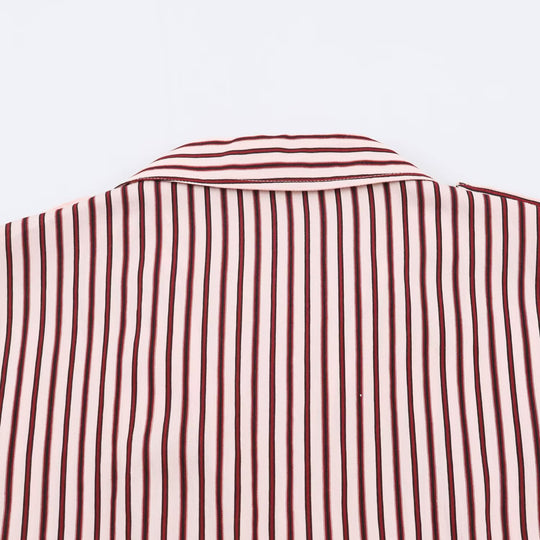Damen Gestreifte Cropped Blousonjacke mit Schulterklappen, aufgesetzten Pattentaschen und elastischem Saum Nord Taschen